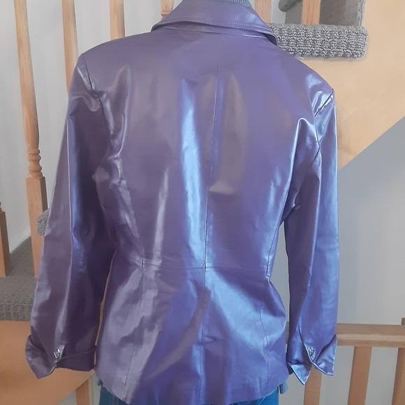 Purple Genuine Leather Jacket- Women's Size M - Picture 6 of 9